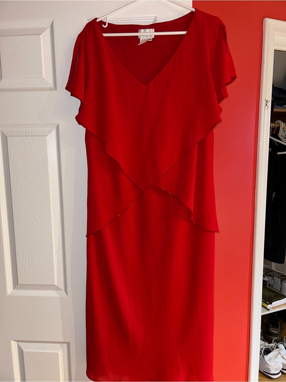 Coldwater Creek Red Layered  Midi Dress-Women's 18W Perfect for Special Occasion